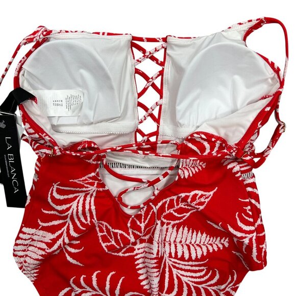 La Blanca NWT Orange White Tropical Floral One-Piece Swimsuit Size 6 - Picture 4 of 8